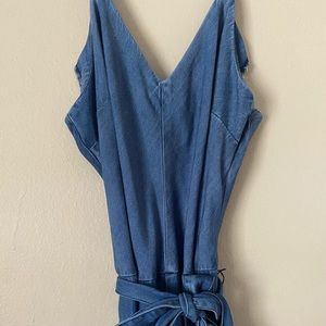 Denim wide leg jumpsuit